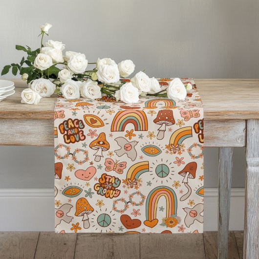 Groovy Pastel Loper 60s Terracotta Bloom Stijl