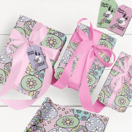 Groovy Pastel Pasen Inpakpapier Hippie Sfeer