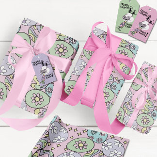 Groovy Pastel Pasen Inpakpapier Hippie Vibe