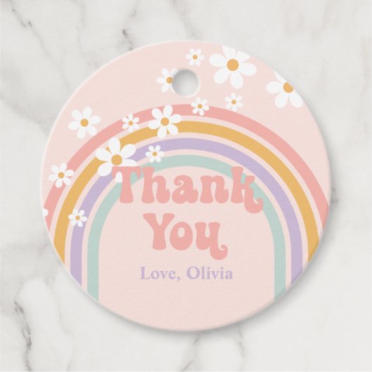 Groovy Pastel regenboog Bedankt Bedankjes Labels (Voorkant)
