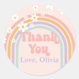 Groovy Pastel regenboog Bedankt Ronde Sticker