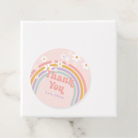 Groovy Pastel regenboog Dank u Bedankjes Labels (In situ)
