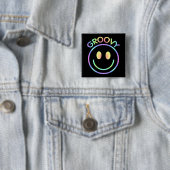 Groovy Pastel Retro Button Pin (In situ)