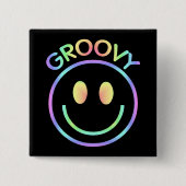 Groovy Pastel Retro Button Pin (Voorkant)
