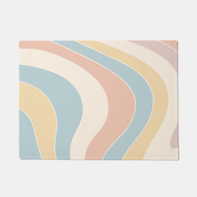 Groovy pastel retro stijl golven ontwerp deurmat (Voorkant)