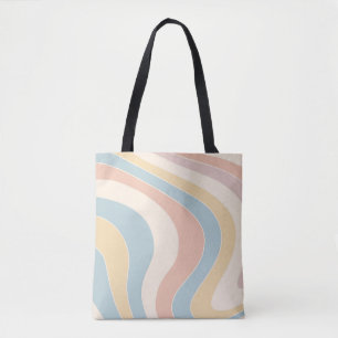 Groovy pastel retro stijl golven ontwerp tote bag