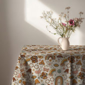 Groovy Pastel Tablecloth 60s Terracotta Accent Tafelkleed