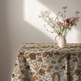Groovy Pastel Tablecloth 60s Terracotta Accent Tafelkleed