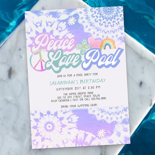 Groovy Pastel Tie Dye Peace Pool Kaart