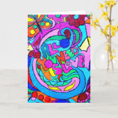 Groovy Peace and Love wenskaart Kaart (Gele Bloem)