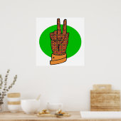 Groovy Peace Hand Symbol Vintage Poster 60s 70s (Keuken)