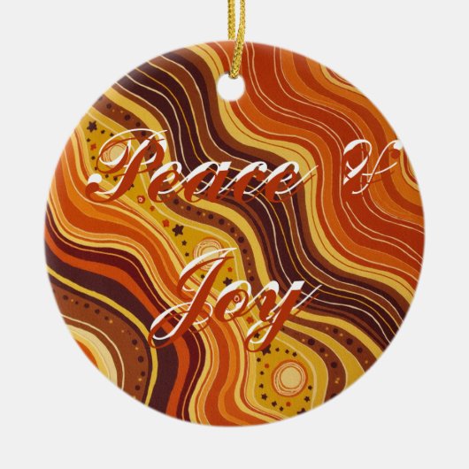 Groovy Peace & Joy Ceramic Ornament | Retro 70s (Voorkant)