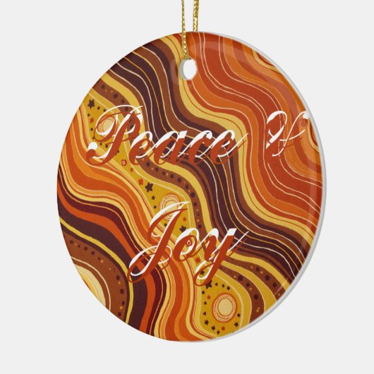 Groovy Peace & Joy Ceramic Ornament | Retro 70s (Links)