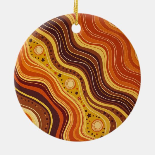 Groovy Peace & Joy Ceramic Ornament | Retro 70s (Achterkant)