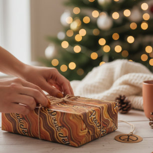 Groovy Peace & Joy Herhalend Patroon Cadeaupapier