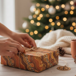 Groovy Peace & Joy Repeating Pattern Cadeaupapier