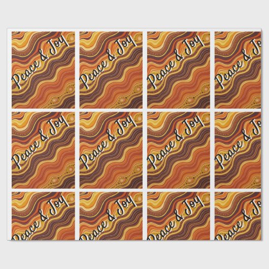 Groovy Peace & Joy Repeating Pattern Cadeaupapier (Vlak)