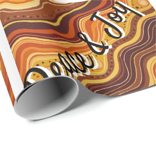 Groovy Peace & Joy Repeating Pattern  Cadeaupapier (Rol Hoek)