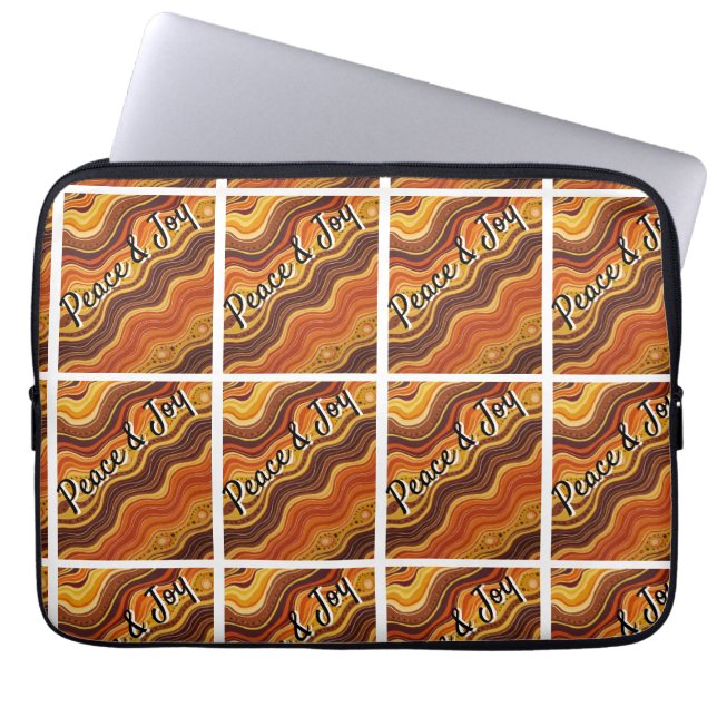 Groovy Peace & Joy Repeating Pattern  Laptop Sleeve (Voorkant)