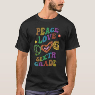 Groovy PEACE LOVE 6 GRADE luipaard afdrukken 6 Gr T-shirt