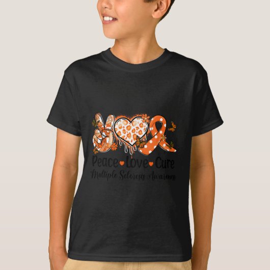 Groovy Peace Love Cure Multiple Sclerosis Awarenes T-shirt (Voorkant)