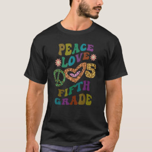 Groovy PEACE LOVE FIFTH GRADE-luipaard afdrukken 5 T-shirt