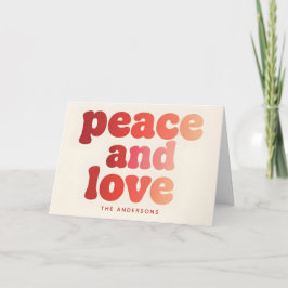 Groovy Peace & Love Script Merry Christmas Feestdagen Kaart