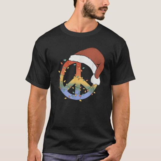 Groovy PEACE LOVE XMAS Hippie Santa Claus Funny Ch T-shirt (Voorkant)