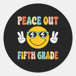 Groovy Peace Out 5e vijfde klas afstuderen laatste Ronde Sticker