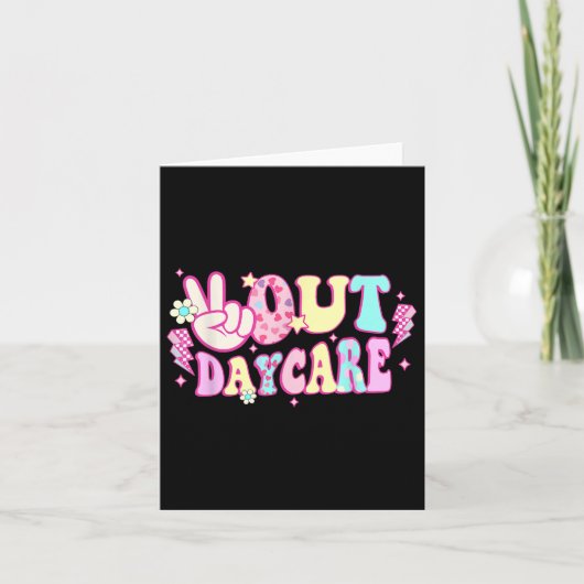 Groovy Peace Out Daycare Teacher Student Afstudere Kaart (Voorkant)