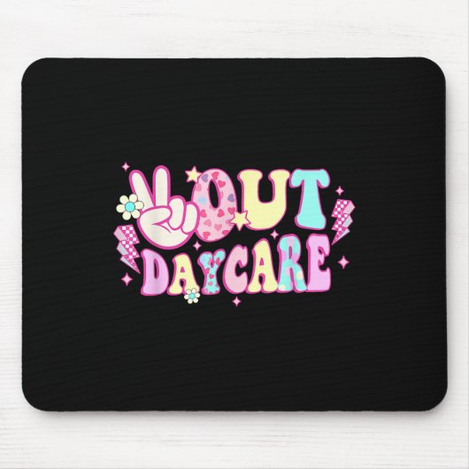 Groovy Peace Out Daycare Teacher Student Afstudere Muismat (Voorkant)