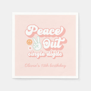 Groovy Peace Out Eén Cijfer 10e Verjaardag Servet