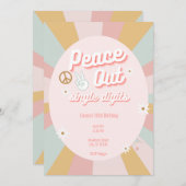 Groovy Peace Out Retro Eencijferige 10e Verjaardag Kaart (Voorkant / Achterkant)