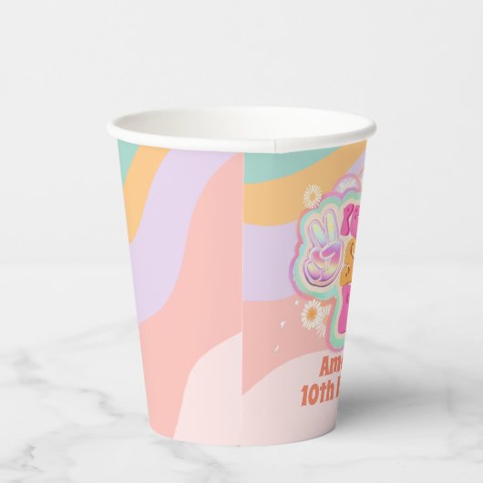 Groovy Peace Out Single Digits 10th Papieren Bekers (Rechts)