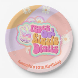 Groovy Peace Out Single Digits 10th Papieren Bordje