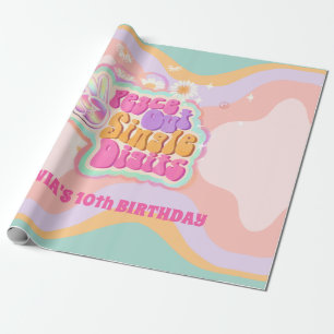 Groovy Peace Out Single Digits 10th Sign Cadeaupapier