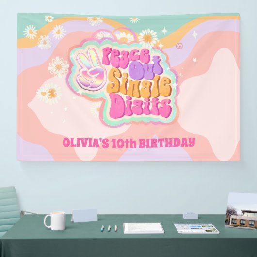 Groovy Peace Out Single Digits 10th Sign Spandoek (Beurs)