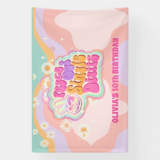 Groovy Peace Out Single Digits 10th Sign Spandoek (Verticaal)