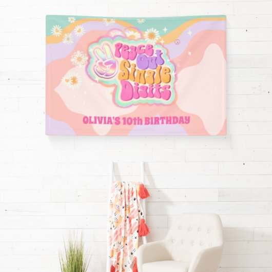 Groovy Peace Out Single Digits 10th Sign Spandoek (Insitu)