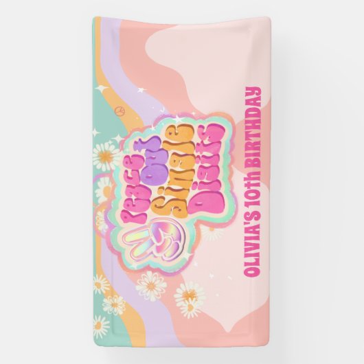 Groovy Peace Out Single Digits 10th Sign Spandoek (Verticaal)