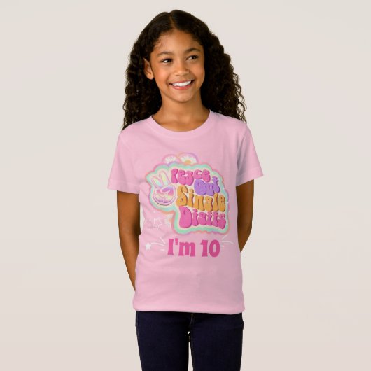 Groovy Peace Out Single Digits I'm 10 T-Shirt (Voorkant volledig)