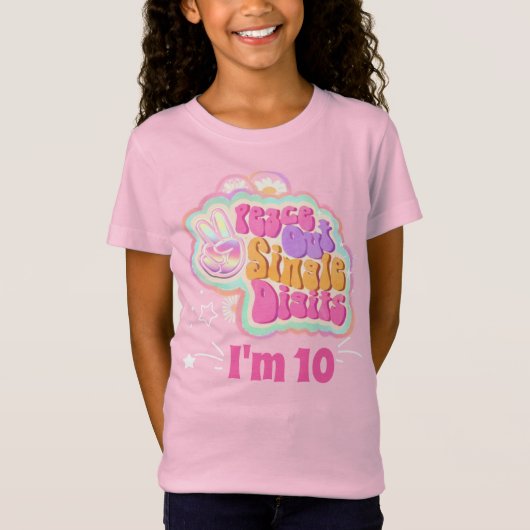 Groovy Peace Out Single Digits I'm 10 T-Shirt (Voorkant)