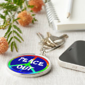 Groovy Peace Out-teken Sleutelhanger (Zijkant)