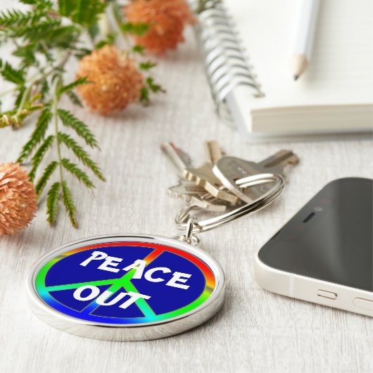 Groovy Peace Out-teken Sleutelhanger (Zijkant)
