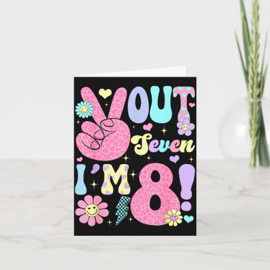 Groovy Peace Out Zeven Ik Ben 8 Jaar Oud 8ste Verj Kaart (Voorkant)