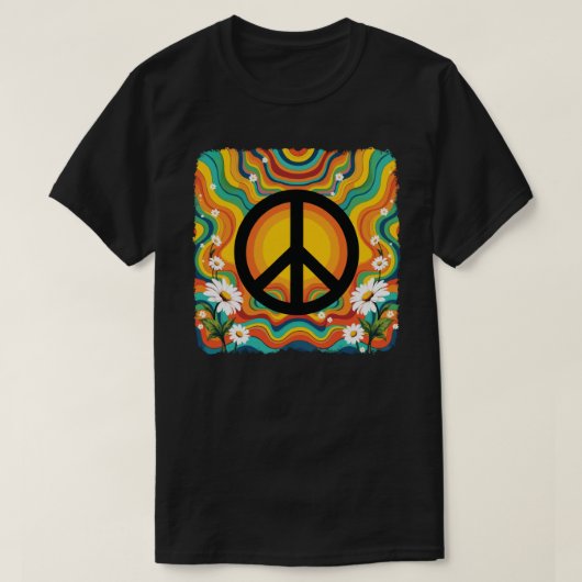 Groovy Peace Retro Vibes T-shirt (Design voorkant)