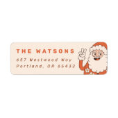 Groovy Peace Santa Retro familienaam Etiket (Voorkant)