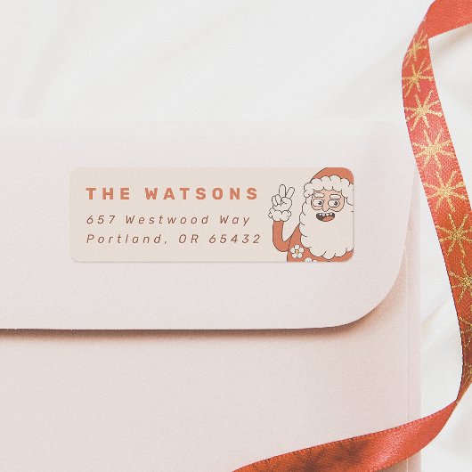 Groovy Peace Santa Retro familienaam Etiket