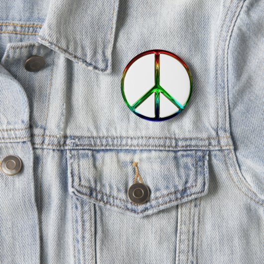 Groovy Peace Sign Button Pin (In situ)