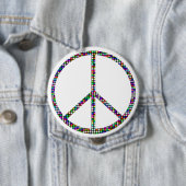 Groovy Peace Sign Button Pin (In situ)